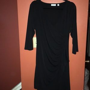 Long sleeve, black, wrap look dress